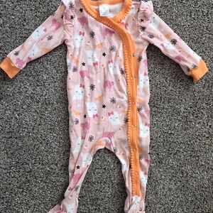 Kids Pink & Orange Footed One-Piece Sleeper